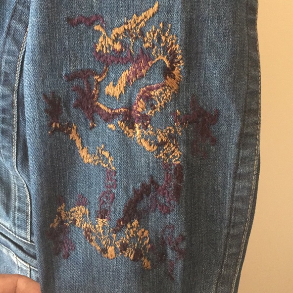 Sacage Double Breasted Embroidered Jean Jacket (M) - Picture 4 of 8